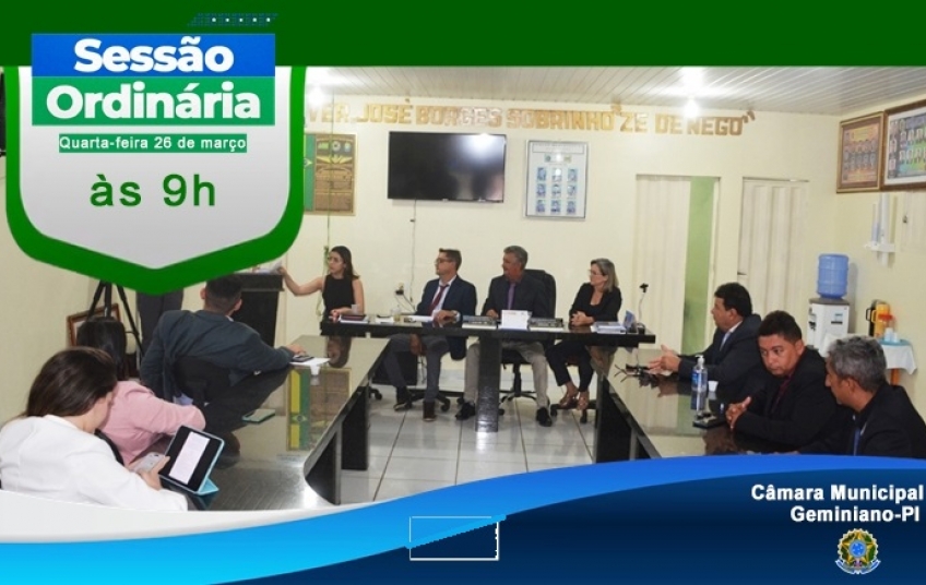 Câmara de Geminiano realiza sessão ordinária nesta quarta-feira (26); veja a pauta!