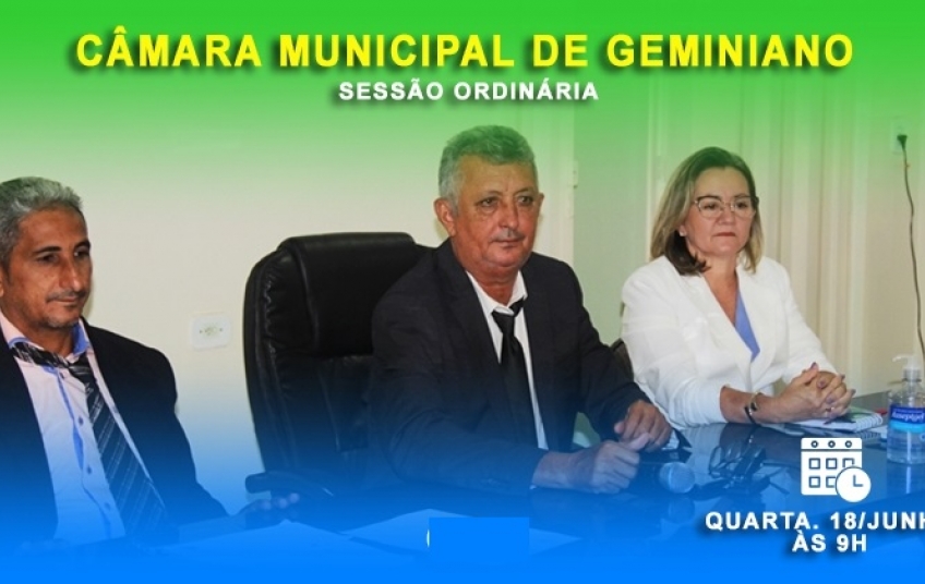 Última sessão do semestre em Geminiano nesta quarta (18) debate criação do sistema municipal de ensino e combate ao analfabetismo