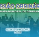 Câmara Municipal de Geminiano realiza sessão ordinária nesta quarta-feira (20)